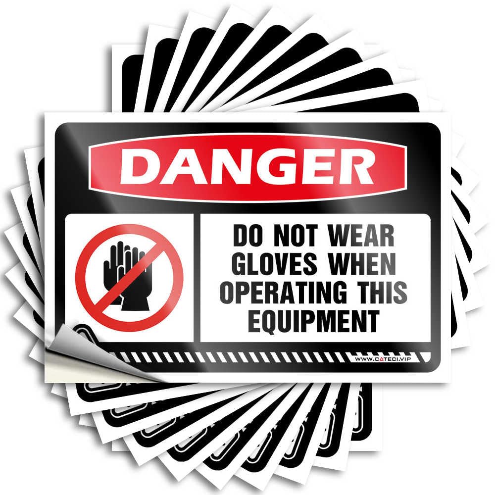 Decals House Stuff Custom Stickers, Laptop Waterproof Danger Do Not Wear Gloves When Operating This Equipment for Hydro Flask | Neutral Vinyl Decals for Ideas Holiday Gift(6X9CM)
