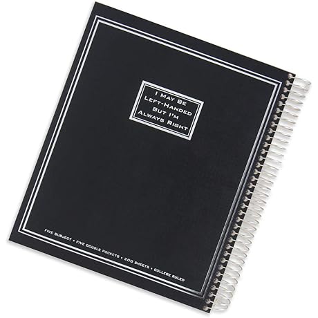 Left-Handed 5 Subject Spiral Notebook
