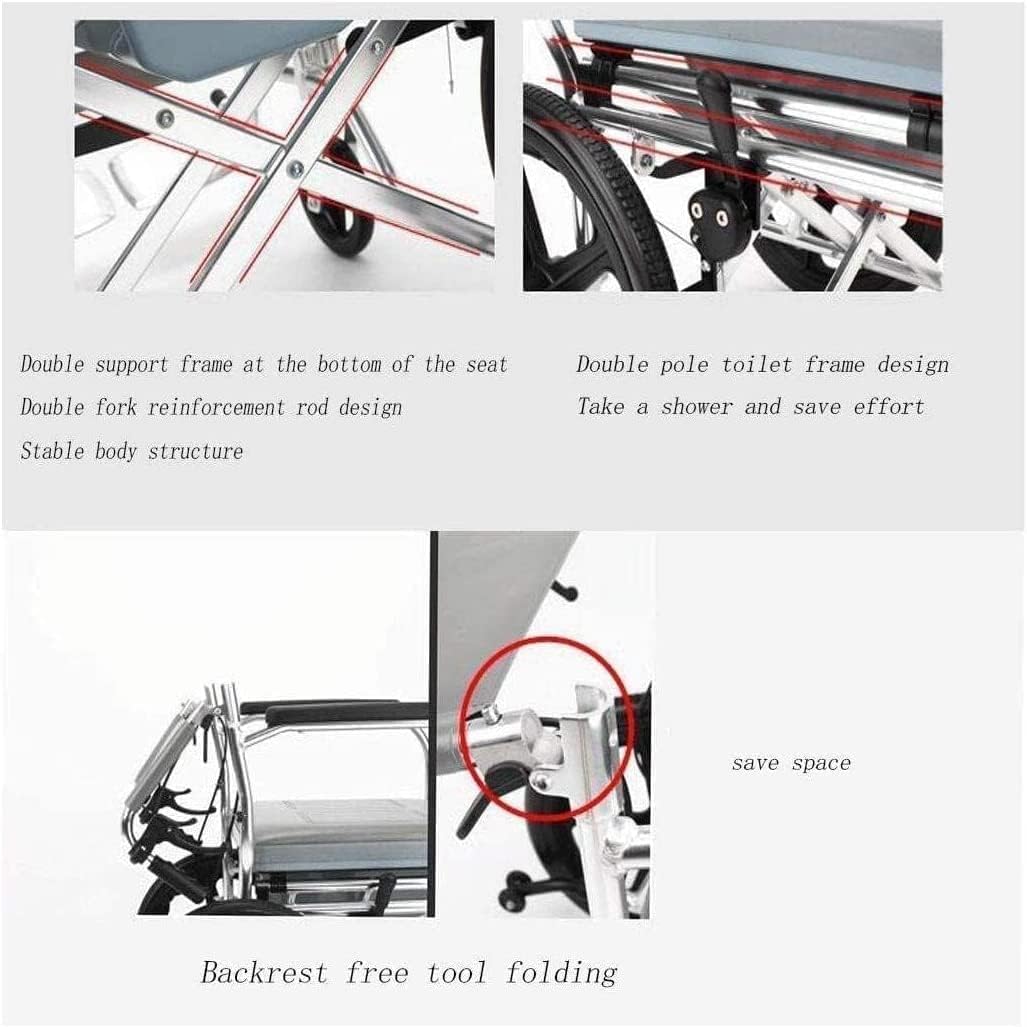 Wózek inwalidzki Lichtgewicht rolstoelen Aluminium handmatige transportstoel Draagbare rolstoelen met potje en handrem Transportrolstoelen wygodne