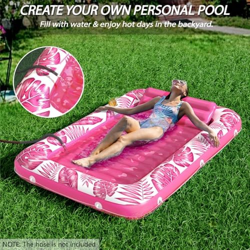 Inflatable Tanning Pool Lounger Float - Jasonwell 4 in 1 Sun Tan Tub Sunbathing Pool Lounge Raft Floatie Toys Water Filled Tanning Bed Mat Pad for Adult Blow Up Kiddie Pool Kids Ball Pit - View 4