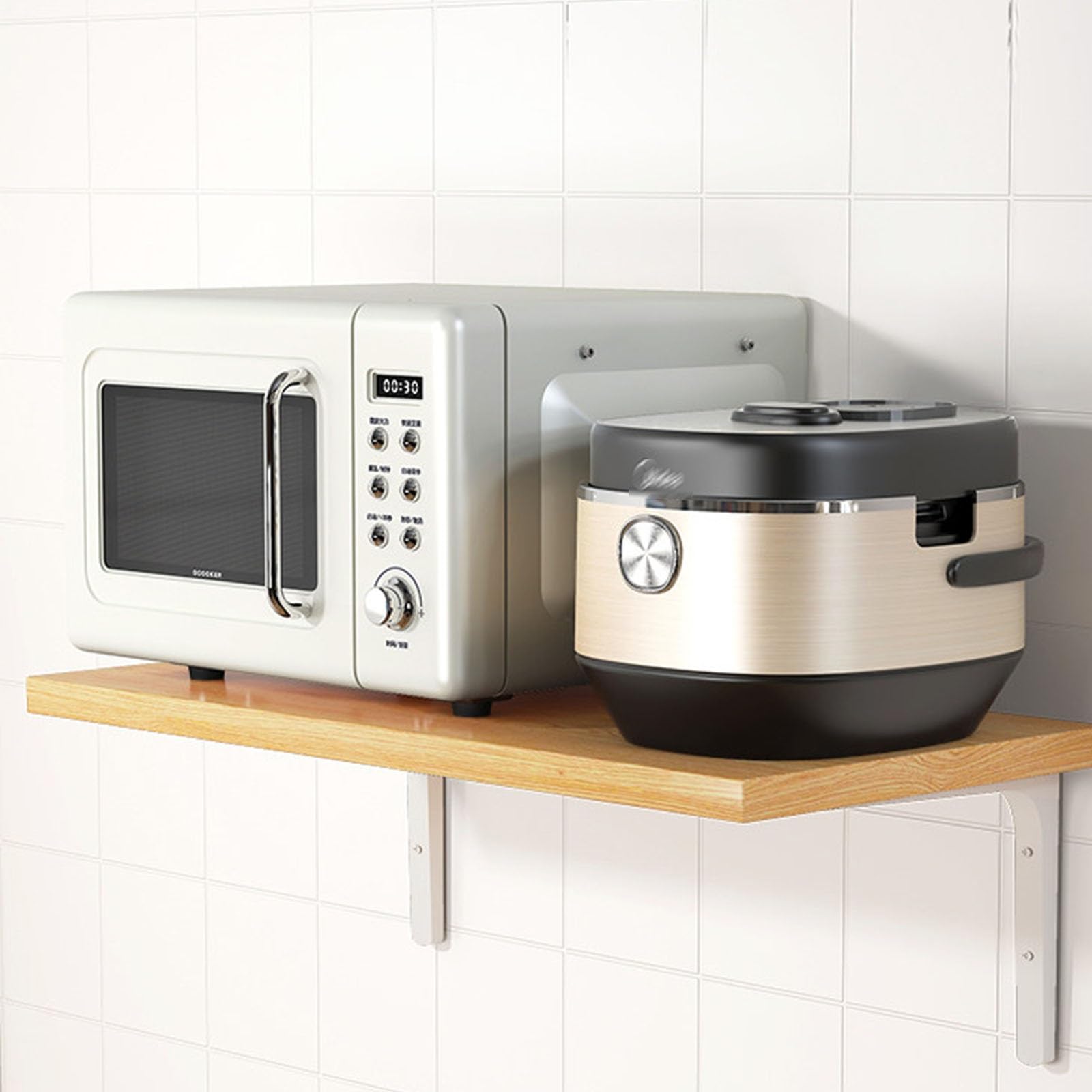 Étagère murale pour four à micro-ondes et rangement de salle de bain bois