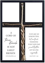 ZZJJHYWGQ A Cord of Three Strands Wedding Ceremony Unity Wall Decor Art 22"X16" Cross Braid Scripture Ecclesiastes 4:12 Sign for Couple Anniversary Christian Love Quotes Catholic Marriage (Black)