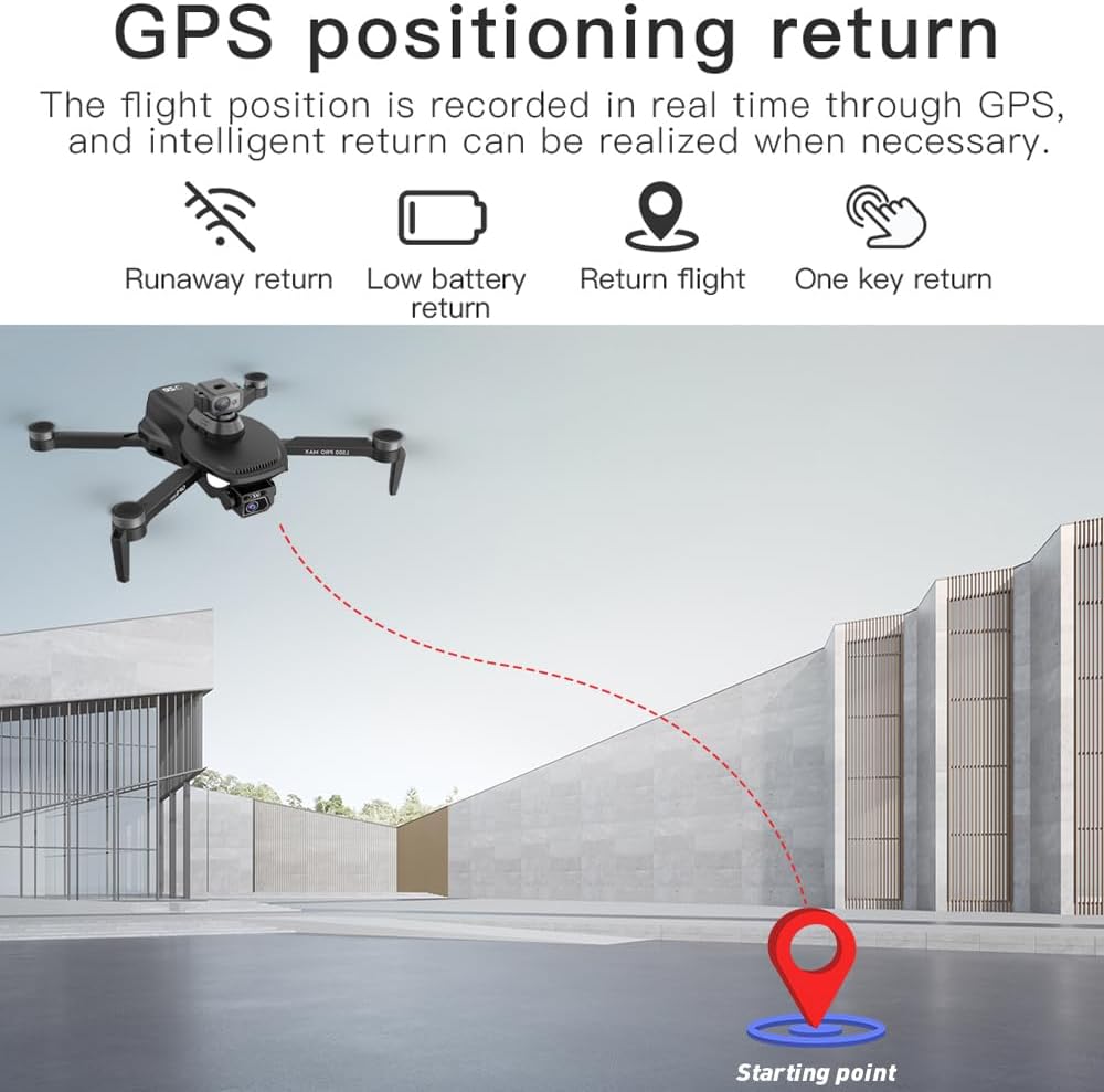 Lozenge Brushless Drone with Camera for Adults 4K GPS Drone 360 °Laser Obstacle Avoidance RC Quadcopter Helicopter L500 Pro MAX Dual Cameras (Gray&1 Battery&4K Dual Camera&Handbag)