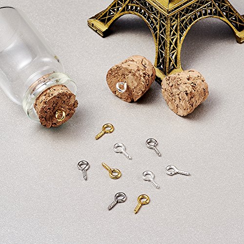 Pandahall 1Box/700Pcs 3 Colors Iron Screw Eye Pin Bail Peg Eye Lags Hooks For Half-Drilled Beads Clay Resin Charms Jewelry Pendants Making Golden & Silver & Platinum 8X4Mm & 10X4Mm #TOP3