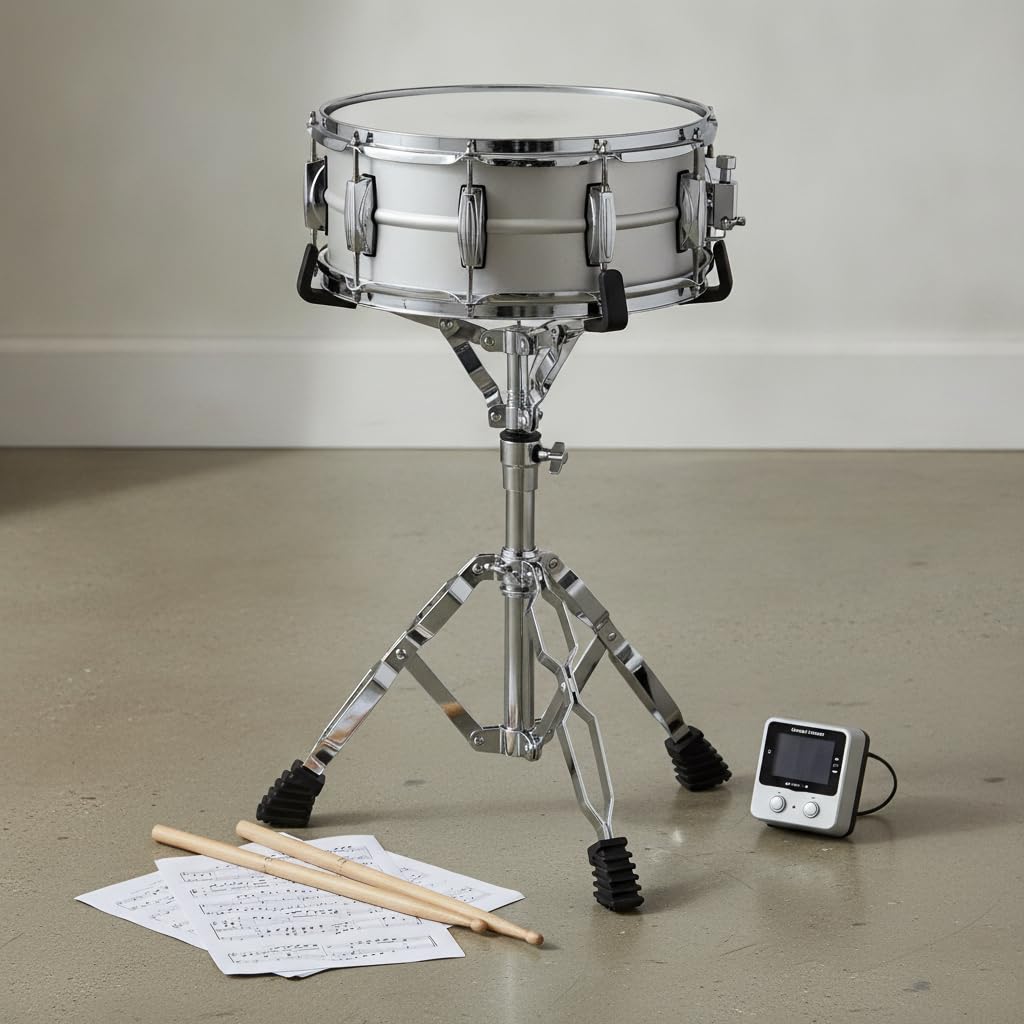 Metall Snare Drum Ständer Doppelt , 25 mm | Robustes Metall, höhenverstellbar, für Snare Drums, Übungstrommeln, Schlagzeug, Proberaum, Gummifüße, für Drumset, für Studio