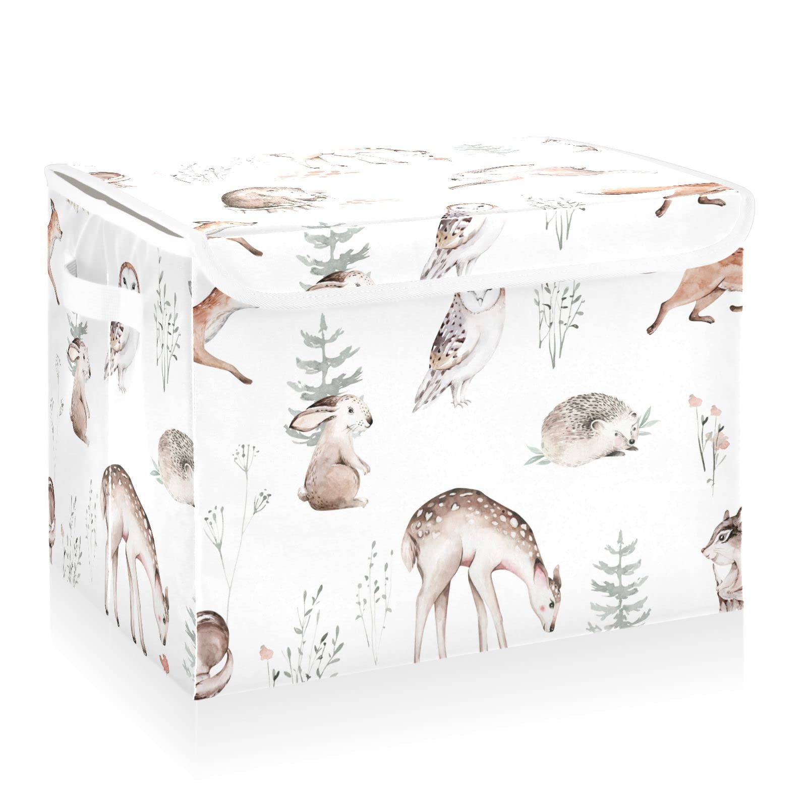 Amazon.com: CaTaKu Large Fabric Storage Bins With Lids,Woodland Animals ...
