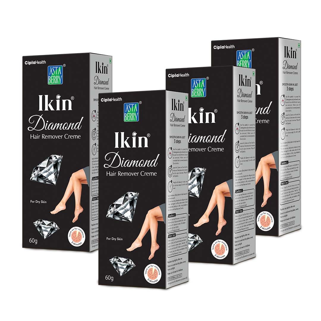 Ikin Diamond Hair Remover Cream - Hair Removal Cream for Women for all Skin types |Suitable for Legs, Underarms & Bikini Line (Pack of 4 (60gm X 4)) (B09G6S7SZD) Amazon Price History, Amazon Price Tracker