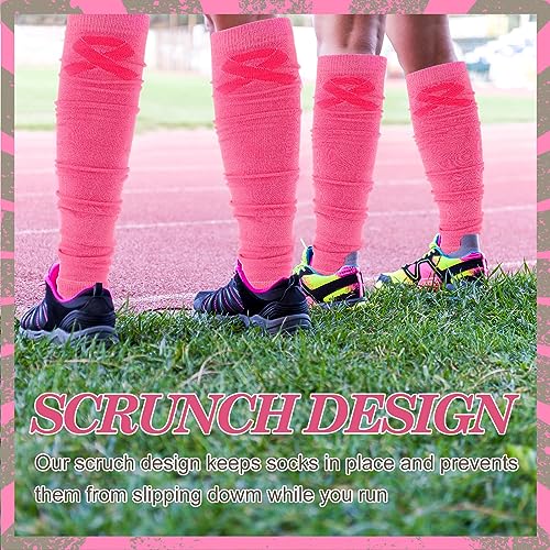 Mepase 4/36 Pairs Women Breast Cancer Awareness Football Leg Sleeves Calf Compression Leg Sleeves for Survivor Sports Teams4