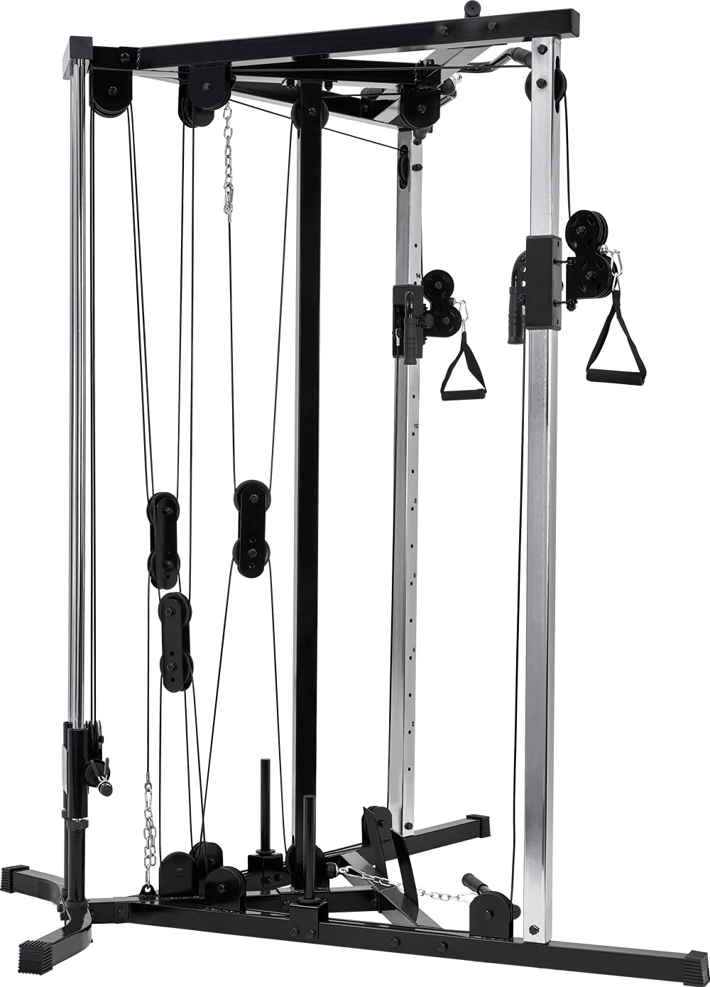 Bad Company Kabelzugstation mit umfangreichem Zubehör für unterschiedliche Griff-Aufsätze I Kompakte Cross-Over Kabelzugbrücke inkl. Klimmzugstange für das Homegym I BCA-138