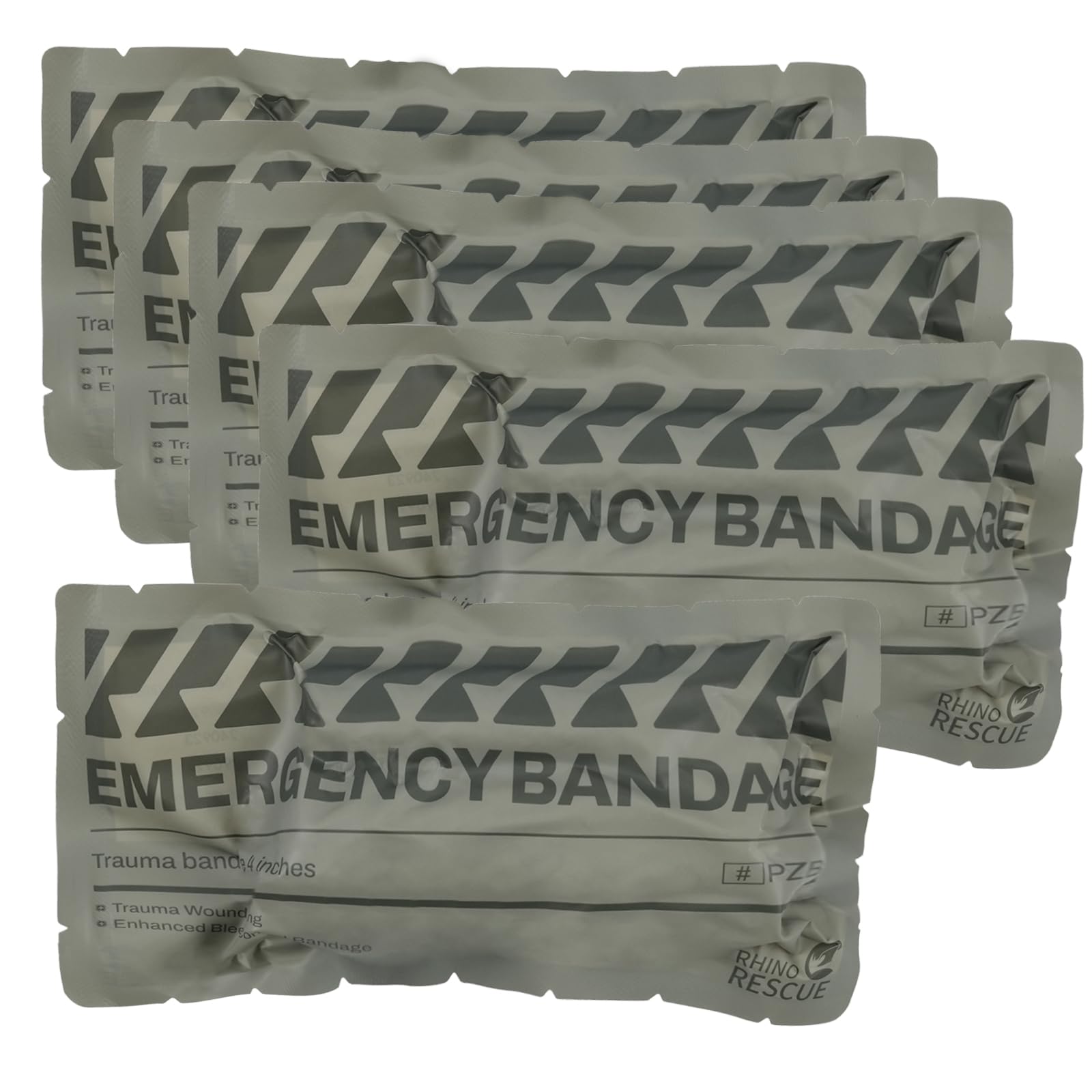 RHINO RESCUE 4" Vendaje israelí de presión para heridas, Estéril, 5 PCS | Cierre Estéril Médico, Vendas de Emergencia