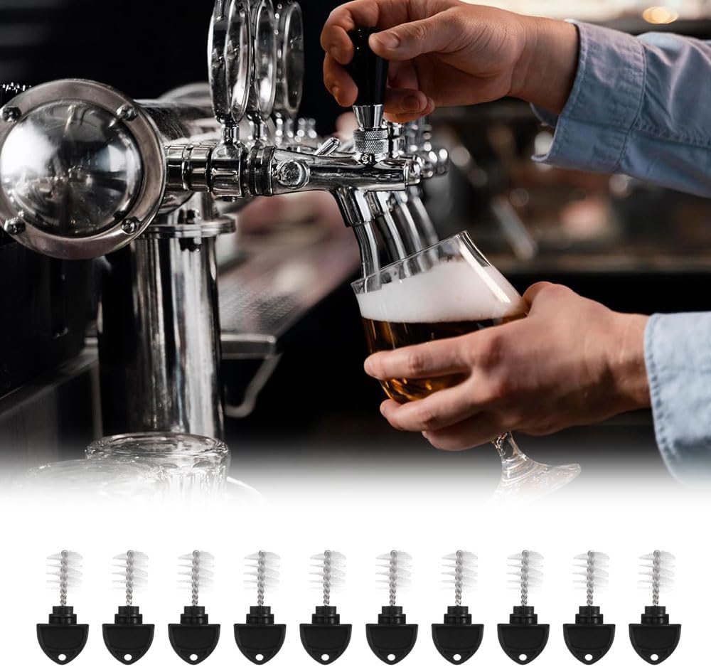 10PCS 2-in-1 Beer Tap Plug, Draft Beer Tap Plugs for Kegerator Cleaning Kit(Black)