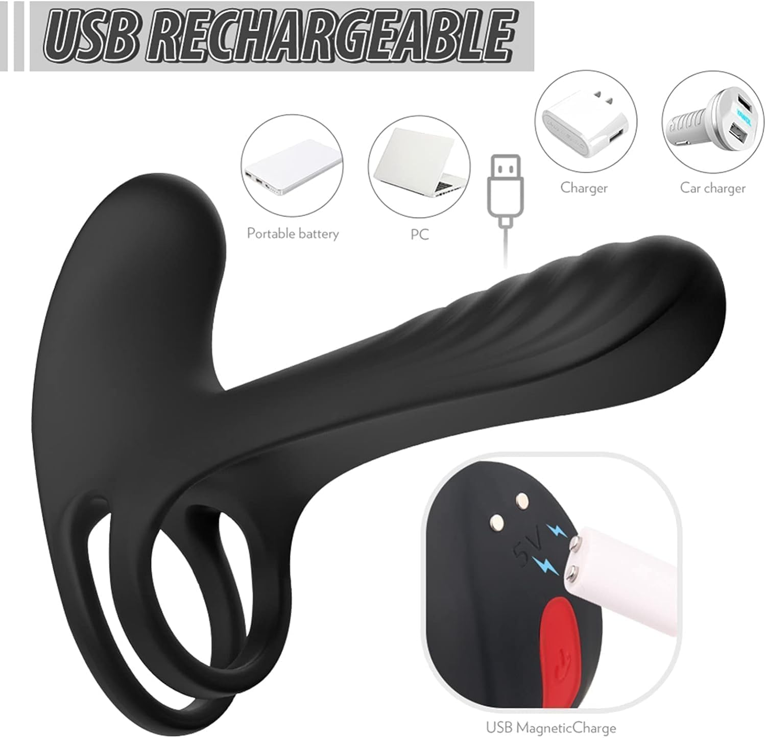 Anillo vibrador erótico, apto para hombres y parejas, equipado con mando a distancia, con función de doble estimulación, y estimulador femenino