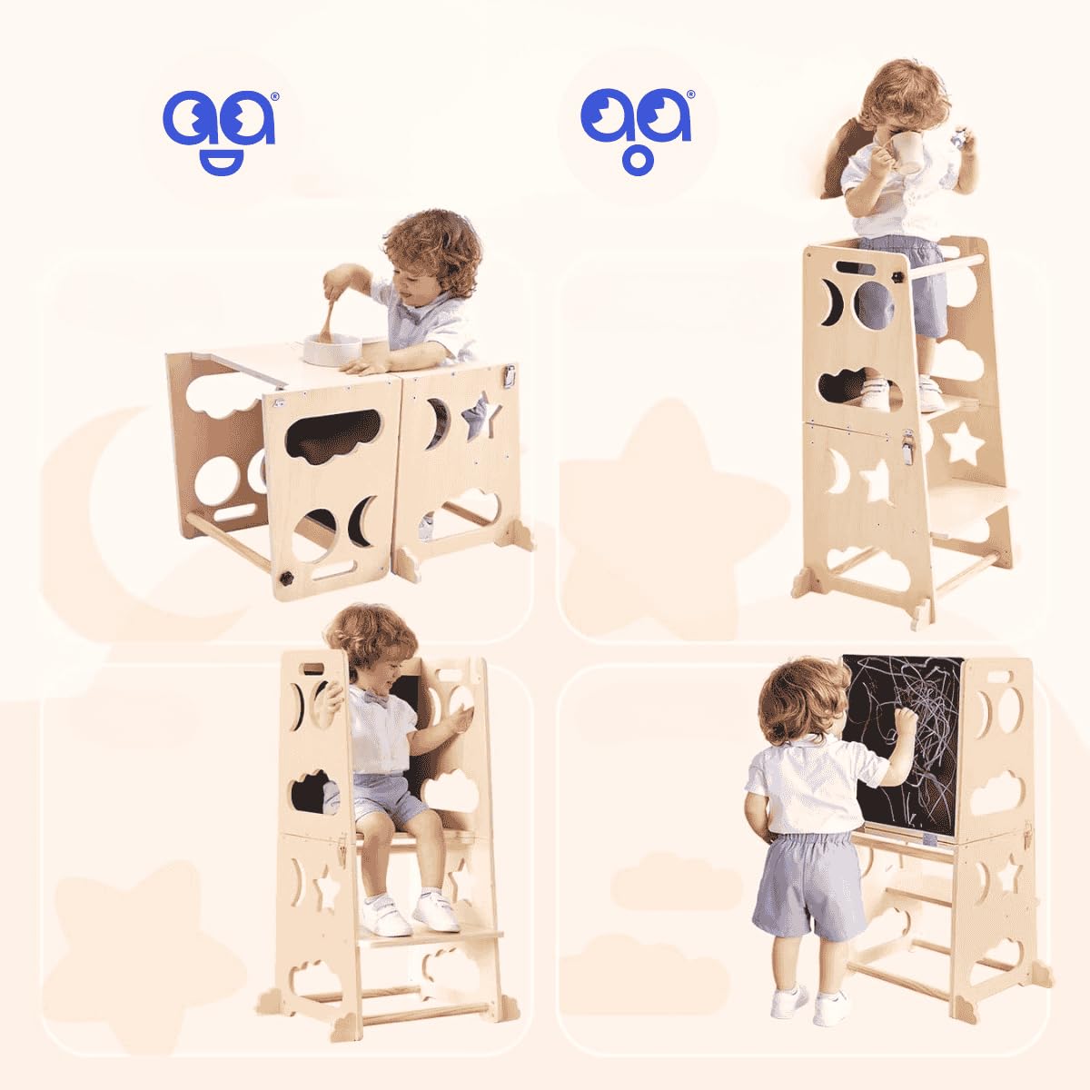 Torre de Aprendizaje Montessori ATAA Stool con Taburete Extraíble