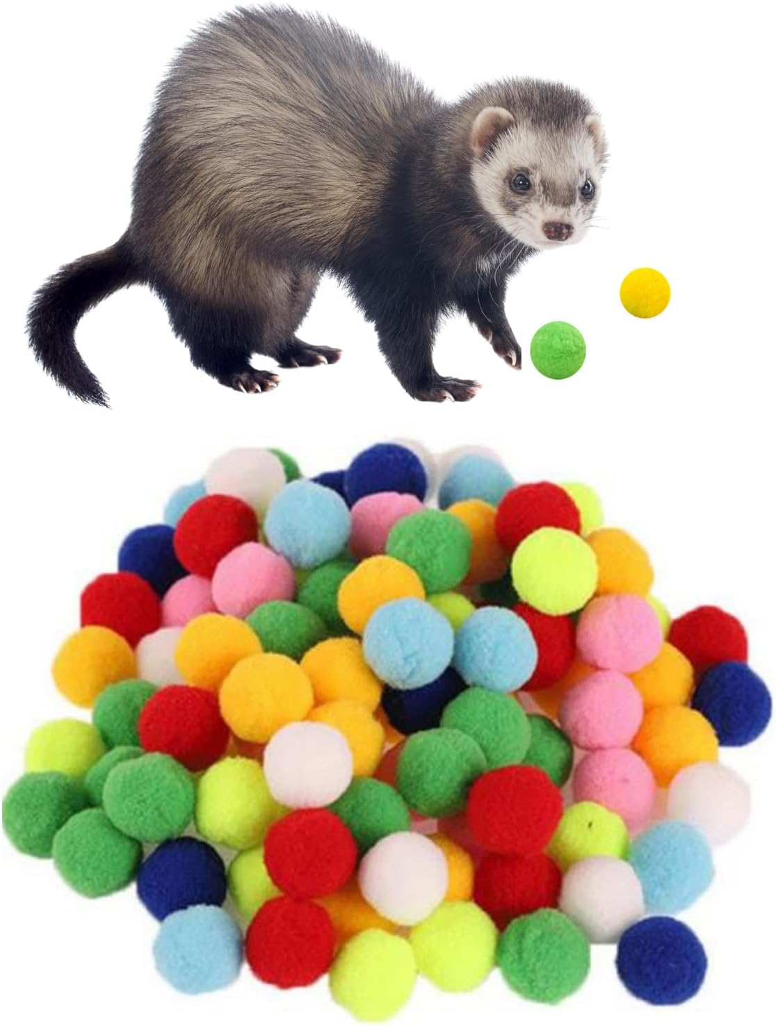 30 Pcs Ferret Pom Pom Toy Balls Set Soft Colorful Lightweight Plush