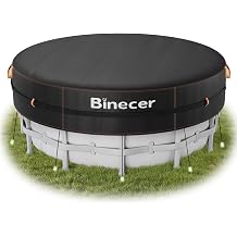 15 Ft Round Pool Cover, Solar Pool Covers for Above Ground Pools with Reflective Strips, Swimming Pool Cover with Drawstring, Luminous Ground Nails, PU Coated for UV Protected