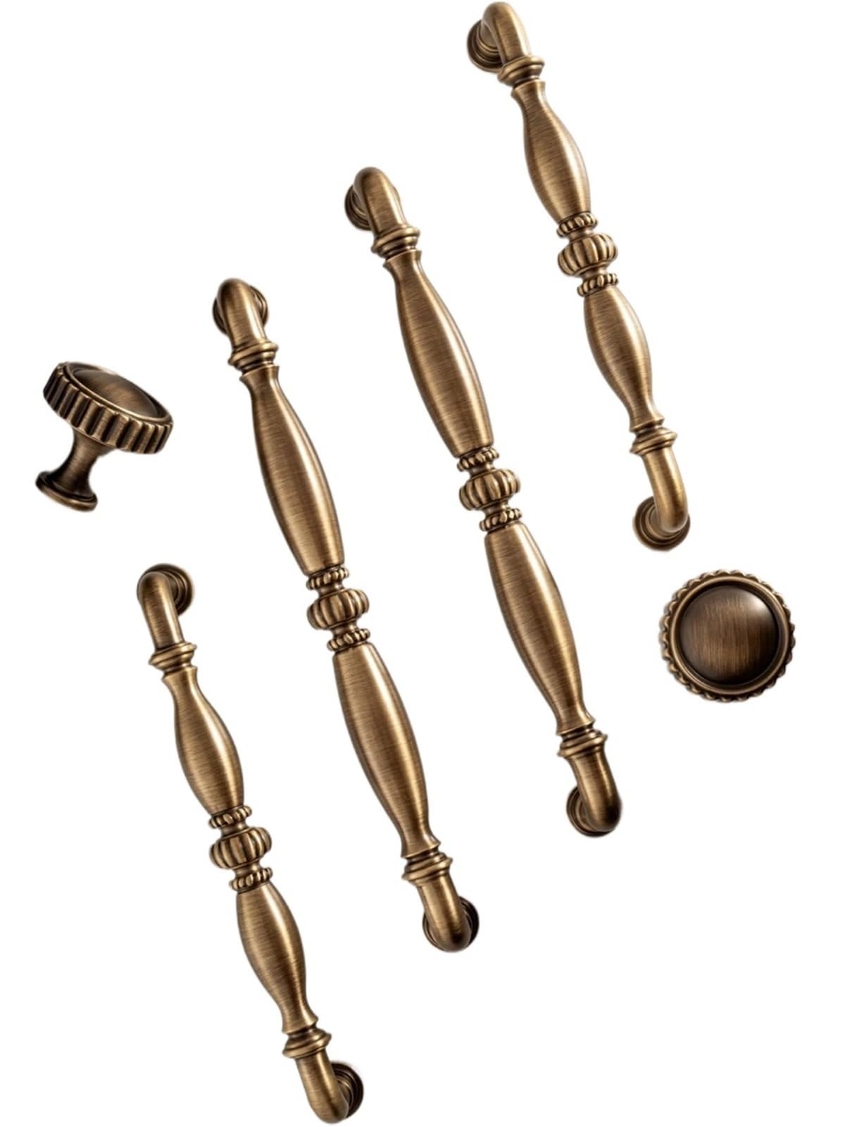 Qvorlth Vintage Cabinet Pulls Solid Brass Antique Handles Luxury Furniture Single Hole Drawer Knobs Cabinet Door Pull Handle(Pitch-Row-128mm)