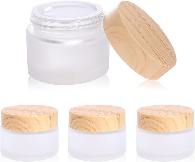 Frascos cosméticos de vidro fosco Yerpkefey com tampas, Pacote com 4 de 30 mL
