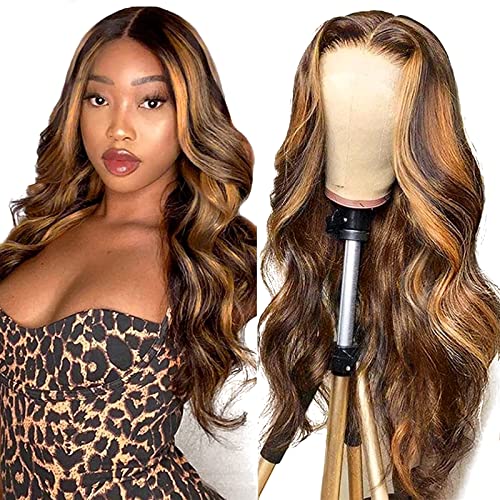30 inch lace front wig human hair, 4/27 Ombre Highlight Body Wave Lace Front Wig Human Hair, Colored Honey Blonde Lace Front Wig Human Hair,Hd Transparent 13x6x1 T Part Lace Front Wigs Human Hair