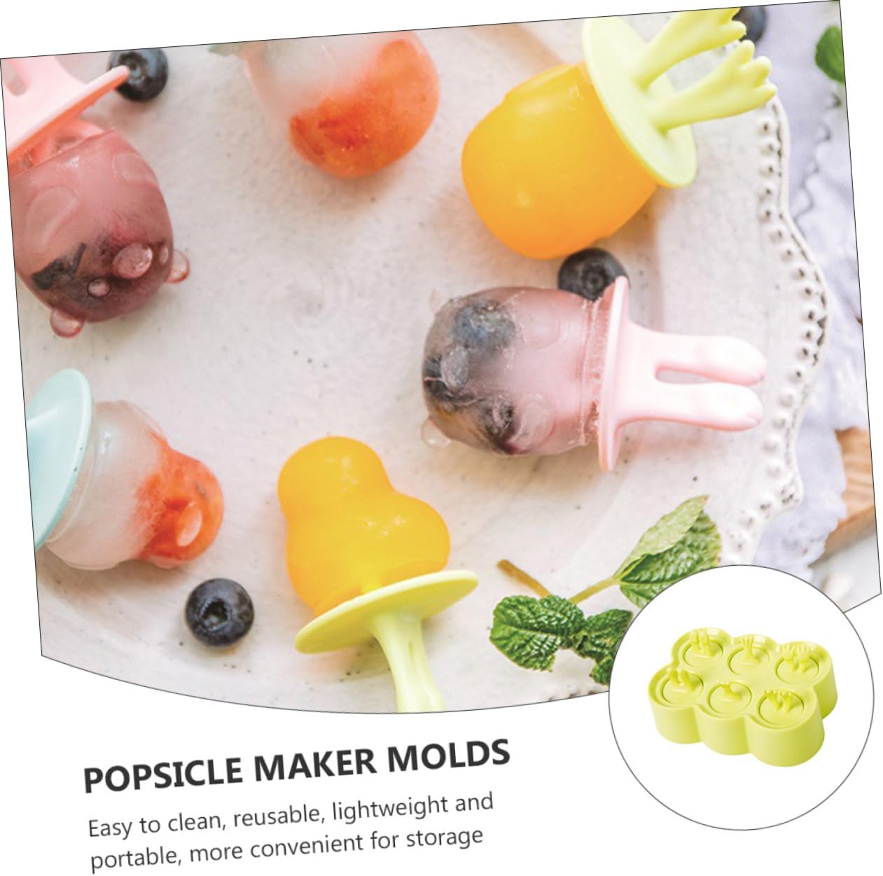 Silicone Popsicle Molds 4-Piece Set Animal Shape Ice Cream Makers Sturdy Ice Lolly Molds for Boys and Girls Easy Release and Reusable for Summer Treats