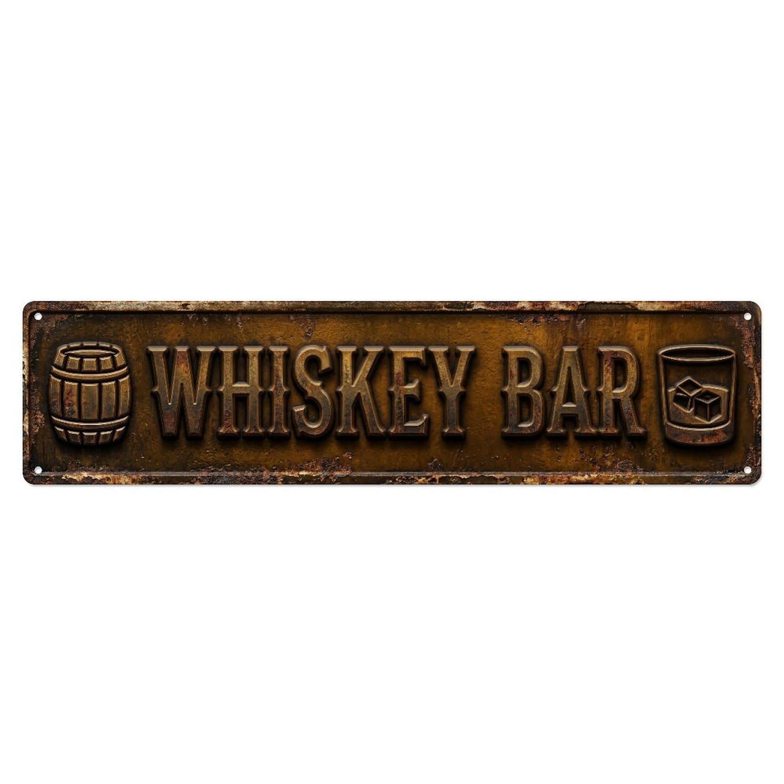 WHISKEY BAR Spirits Selection Metal Tin Skinny Sign Plaque Wall Decor for Cafe, Club Bar, Office, Home Garden Metal Poster 4x16Inch