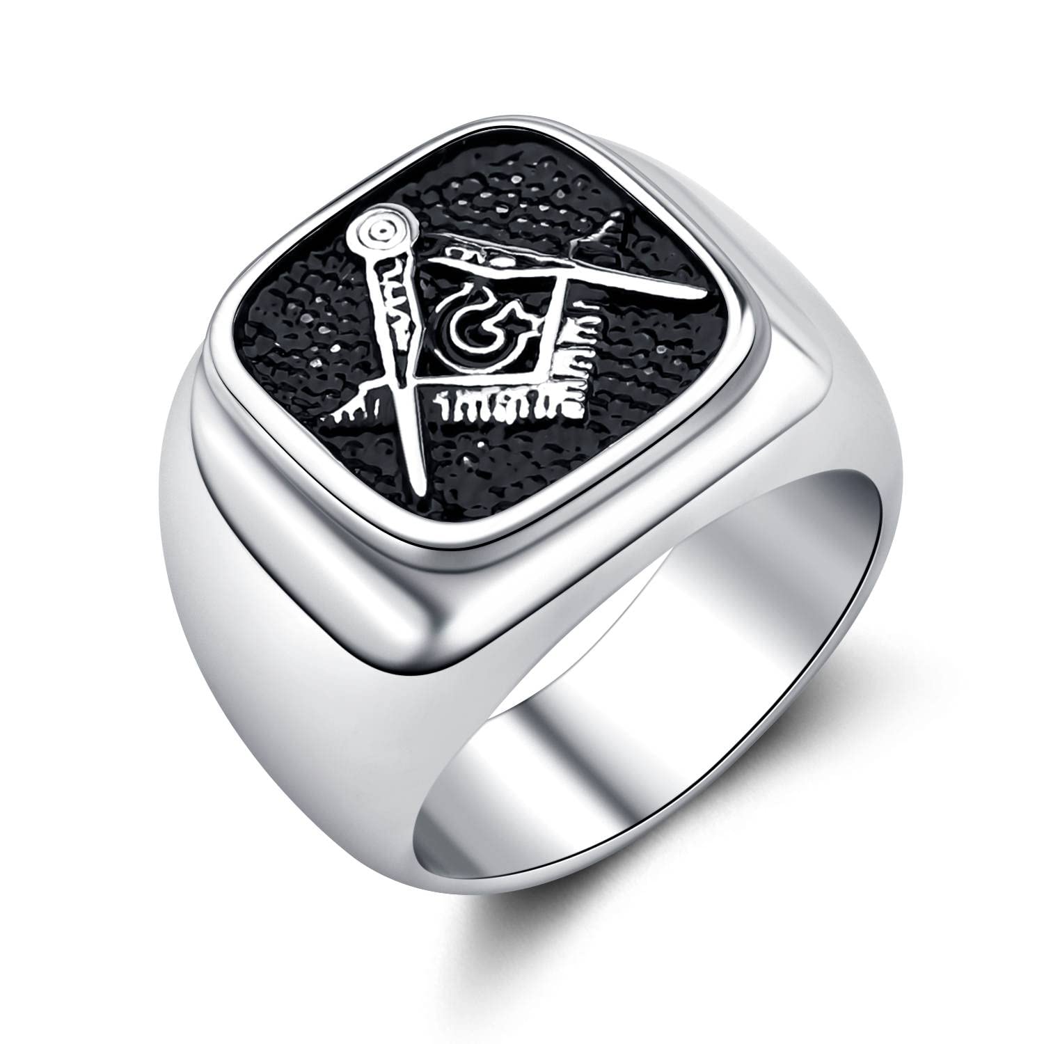 WKXZMTR Masonic Ring for Men Freemason Symbol Jewelry Punk Masonic Jewelry Freemason Fan Gifts Religious Amulet Ring