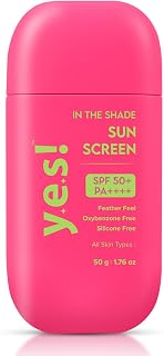 Yes! Skincare In The Shade Sunscreen with Shea Butter, Sunflower Oil, SPF 50 Plus PA++++, Lightweight, Zero White Cast, No... Price In India