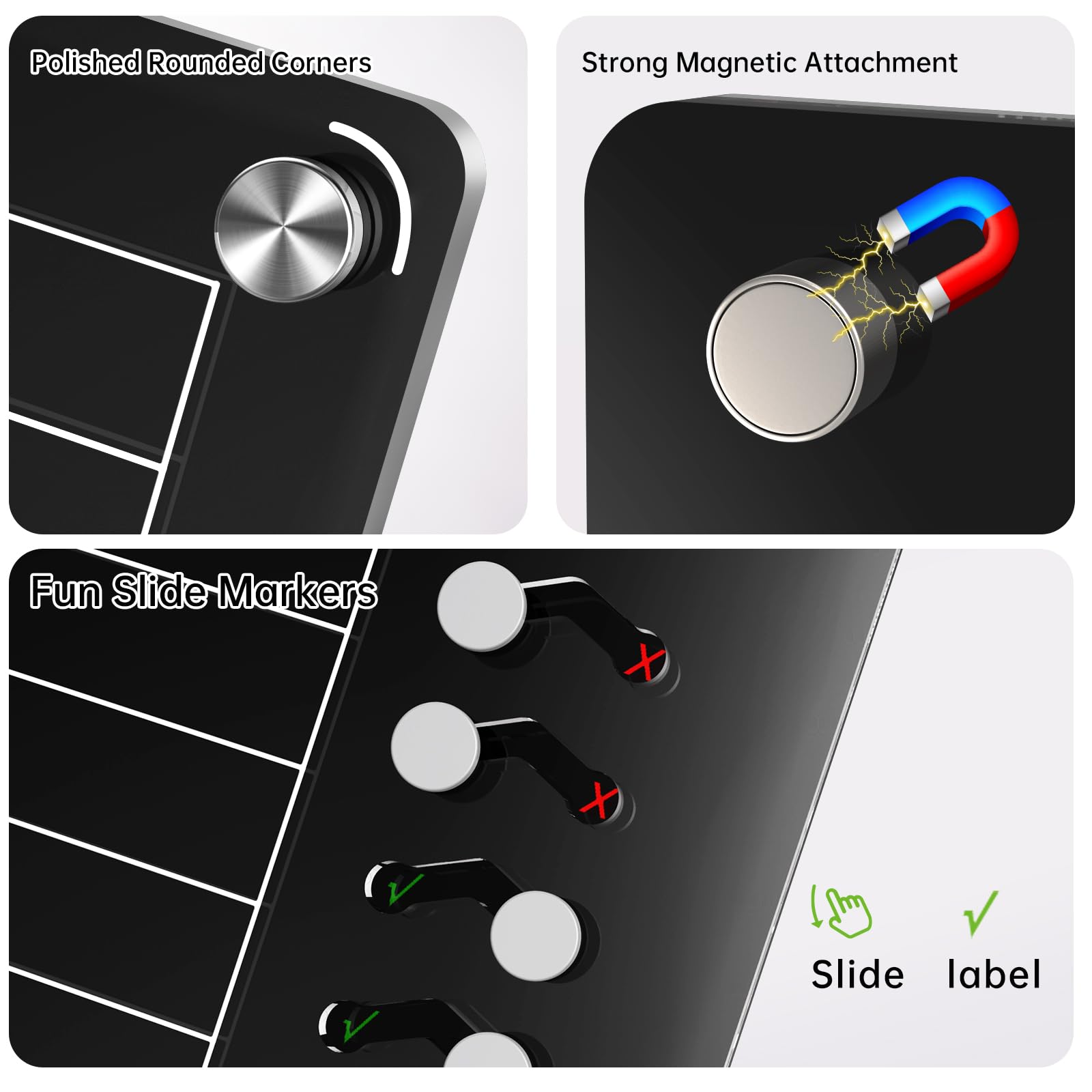 NiHome Magnetic Acrylic to Do List Planning Board with Sliders & Desktop Stand, Multifunctional Chore Chart for Kids & Adults - Image 4