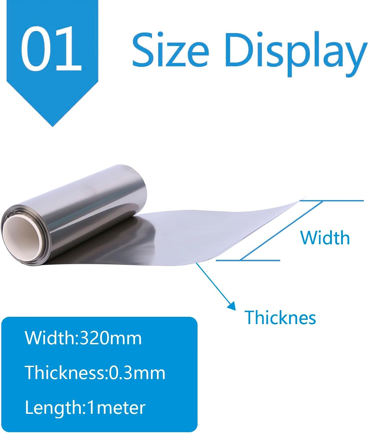 Titanium Foil Strip Sheet Metal For Industrial Models, 0.3mm Thick, 1 Metre Long,Width:320mm(Width:320mm)