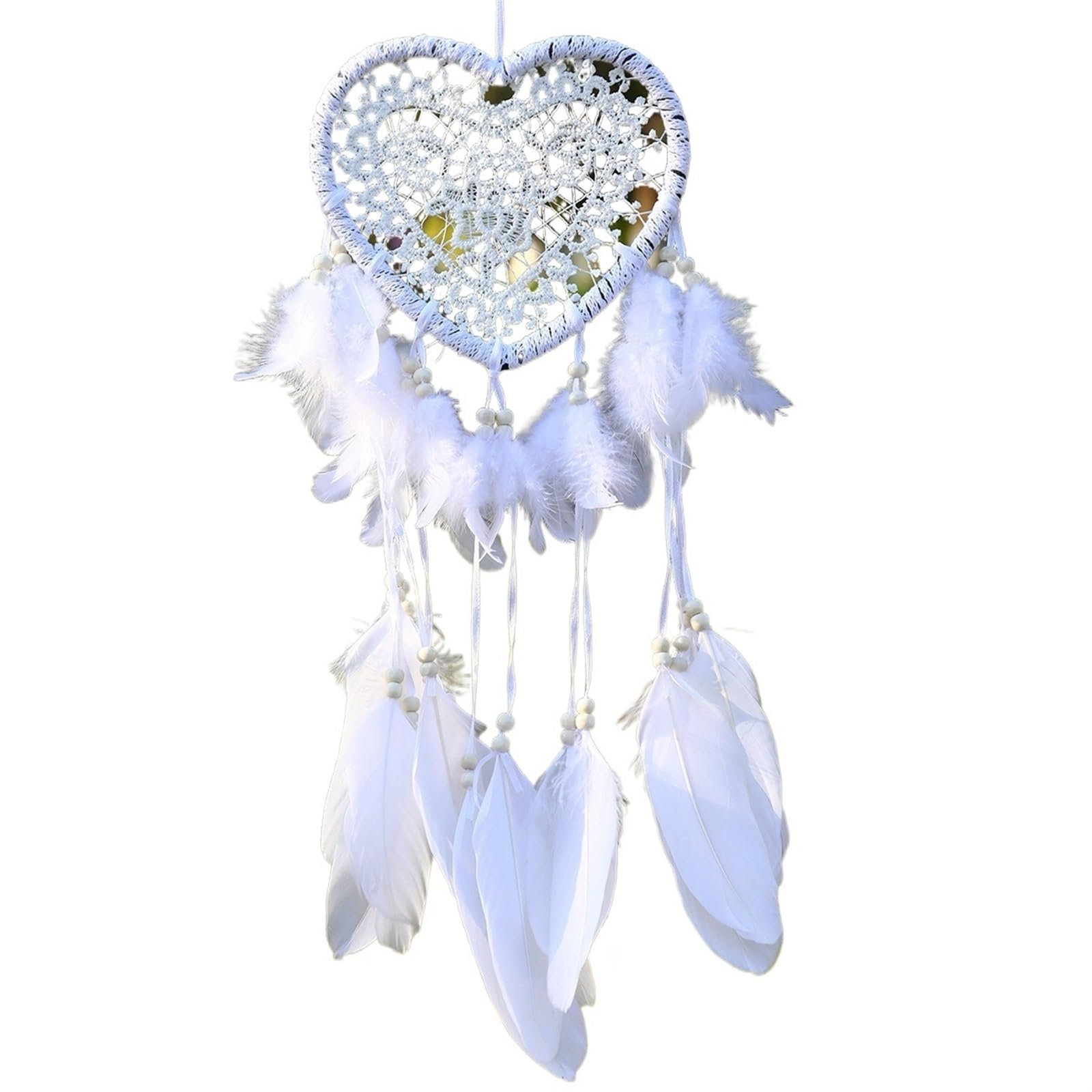 Dream Catchers White Dream Catcher Heart Handmade Knitted Home Hanging Decoration