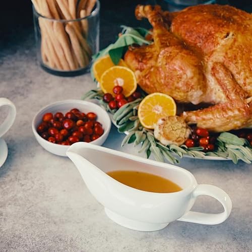 Miniatura 3 de Kook Bote de salsa de cerámica, dispensador de servir, jarra de porcelana para salsas, aderezos y crema, mango grande, apto para microondas y