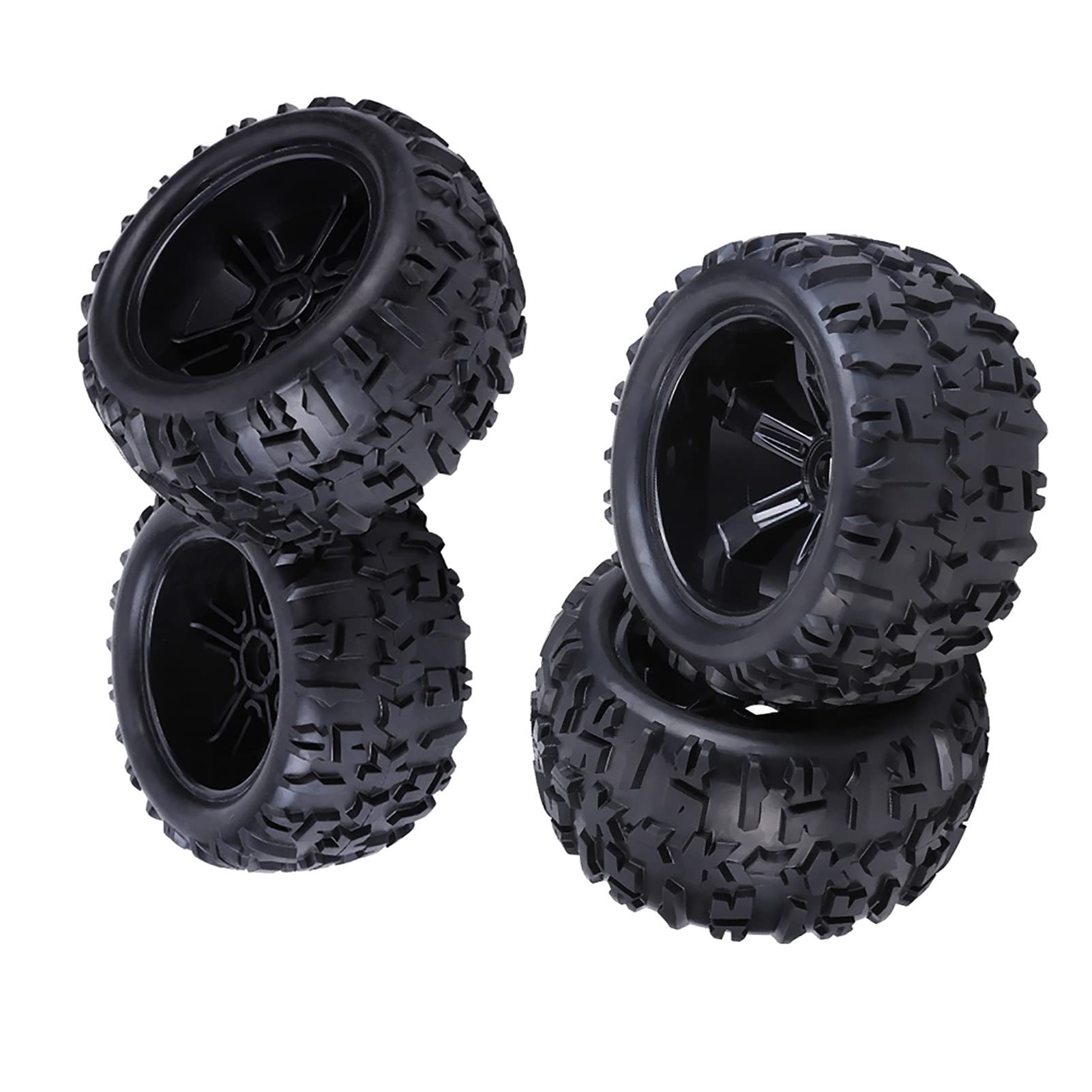 Dilwe RC Truck Opony samochodowe 4 sztuki gumowe opony plastikowe piasty Akcesoria do felg 1/8