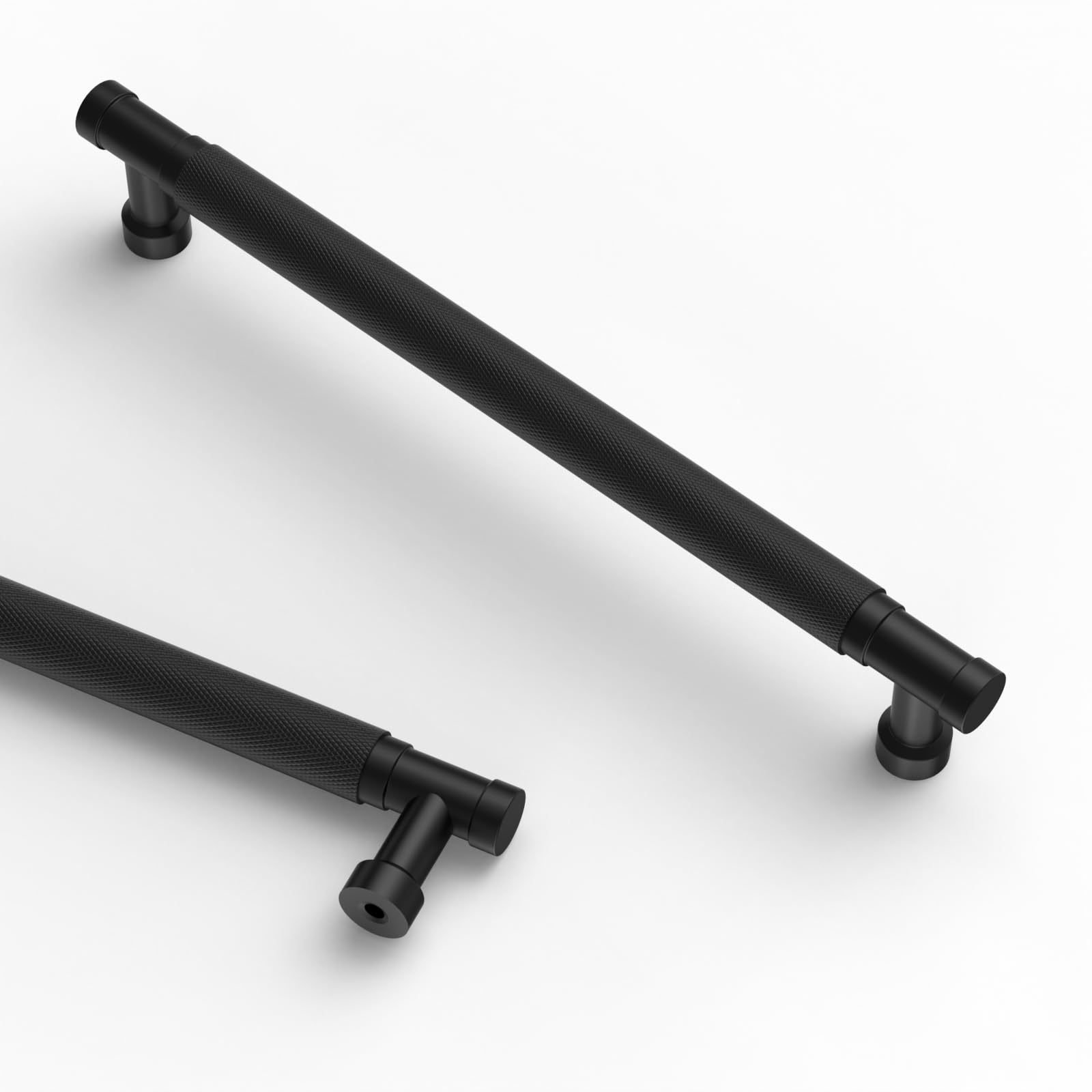 Asidrama 10 Pack 7.5 Inch(192mm) Matte Black Cabinet Pulls Knurled Kitchen Cabinet Handles, Cabinet Pulls Kitchen Cabinet Hardware for Cupboard Drawer