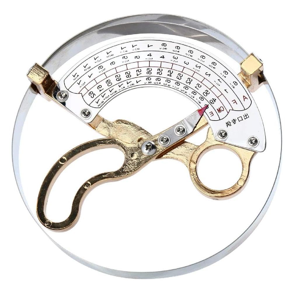 Regla de sombrero tipo tijera con escala transparente de mano, herramienta de medición de tamaño de sombrero de acero inoxidable y regla de latón