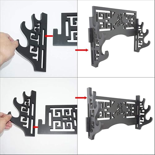 Miniatura 4 de FOXSM Estante para colgar en la pared Katana Exhibition Rack Retro Hollow Tallado Espada Soporte Percha - Dragón