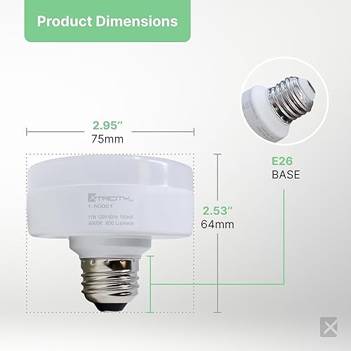 Miniatura 6 de Xtricity Bombilla LED de disco de armario, regulable, bombilla plana de 11 W (reemplazo de 60 W), 800 lúmenes, blanco frío 4000 K, base media E26,