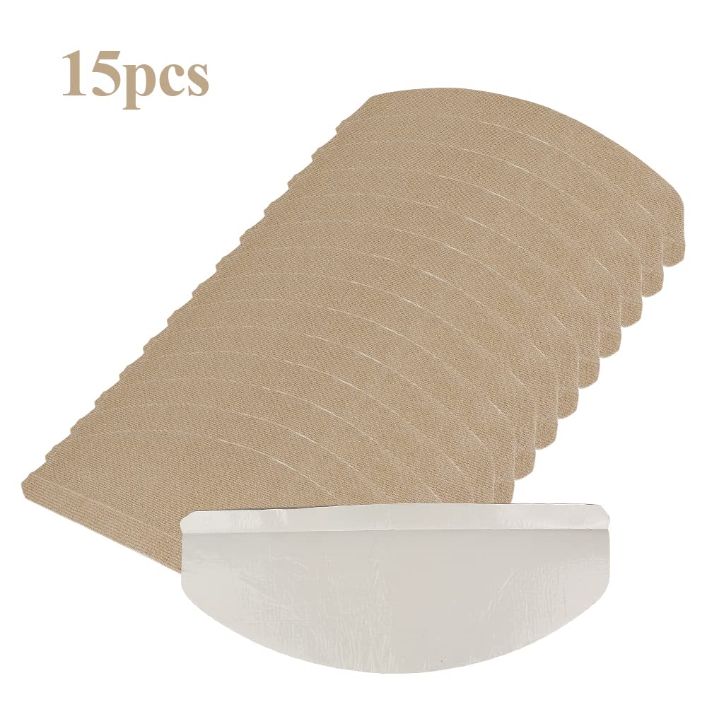 Tappetini antiscivolo per scale, 65 x 25 cm, autoadesivi, per insonorizzazione e protezione, ideali per anziani, bambini e animali domestici, set da 15 (semicerchio, marrone)