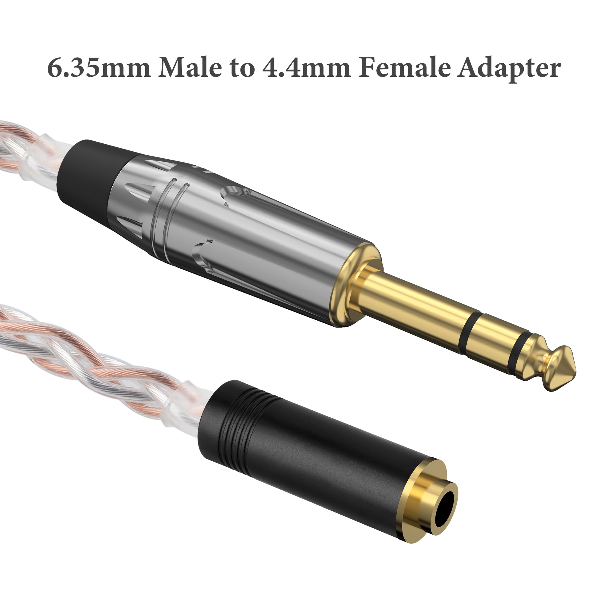 GEEKRIA Cavo adattatore stereo 6,35mm maschio-4,4mm femmina, convertitore audio in rame OCC e argento per cuffie HiFi, amplificatore DAC, 7,5in / 0,6ft