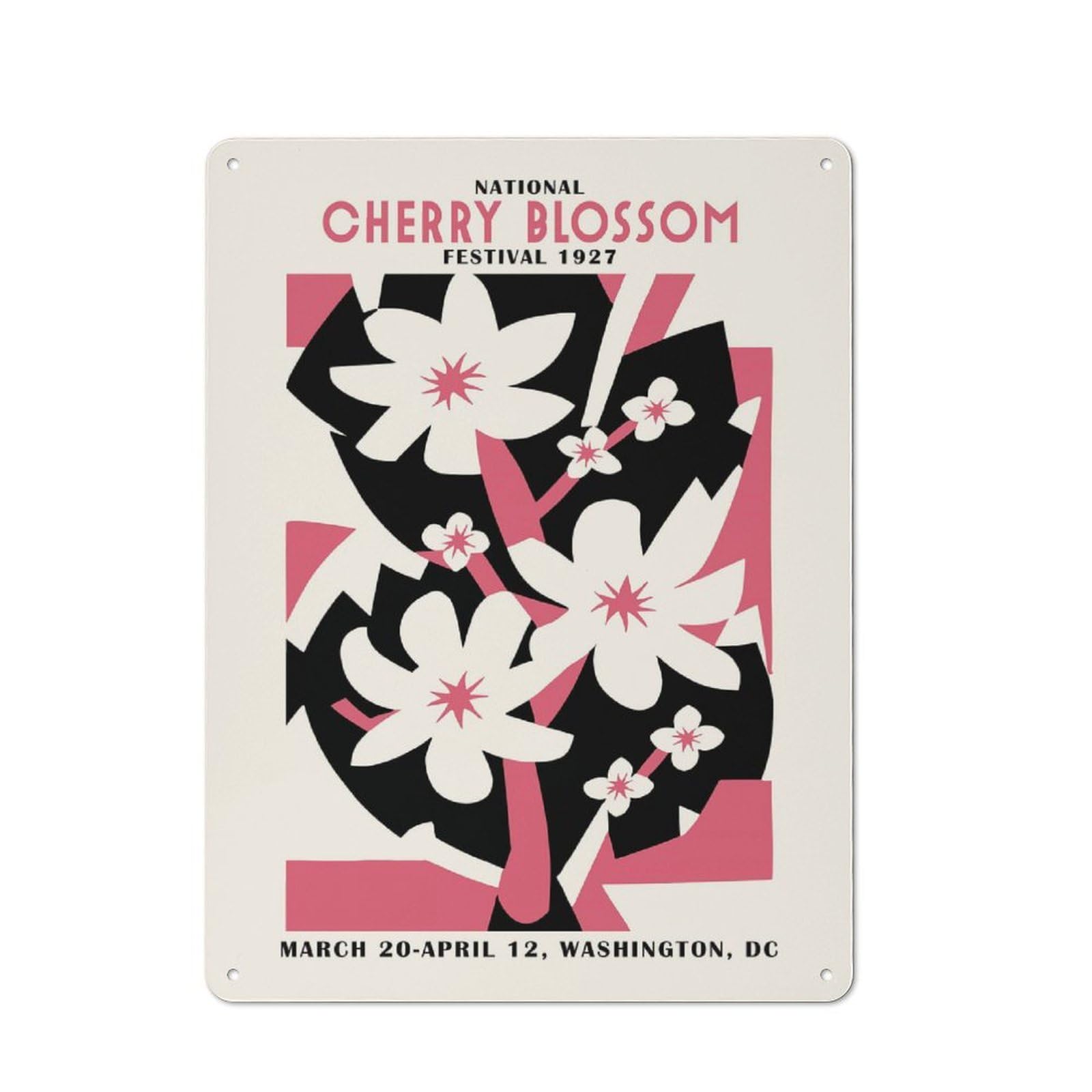 Junmoney Style-3 Cherry Blossom Festival Decorative Metal Sign 40X30cm, Country Style Bistro Wall Plaque For Kitchen, Cafe, Pantry Or Dining Room