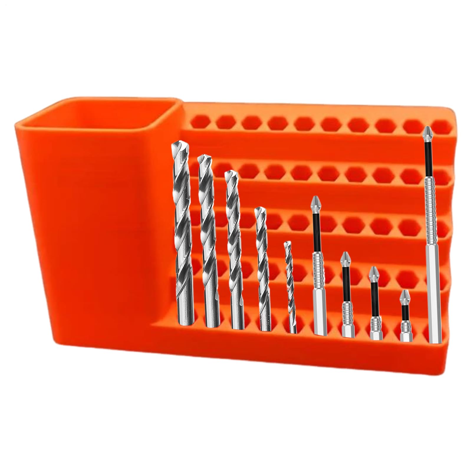 Portabrocas Organizador Resistente para Brocas Hexagonales Panel Antideslizante