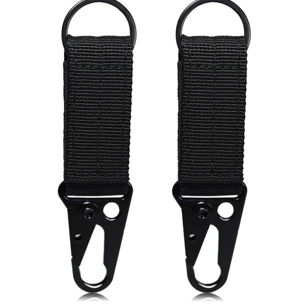 Demearly Duty Belt Clip Tactical Gear Keychain Clips Backpack Accessories Molle Attachments Belt Keepers Loop Key Holder, 2", 2 Pack
