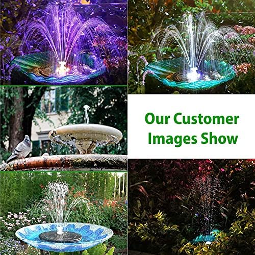 AISITIN 5.5W LED Solar Fountain Pump Colorful Solar Water Fountain with Lights, Solar Powered Water Feature Pump with Battery 7 Double Sprayer Nozzles, for Bird Bath, Fish Tank, Pond Garden, Pool