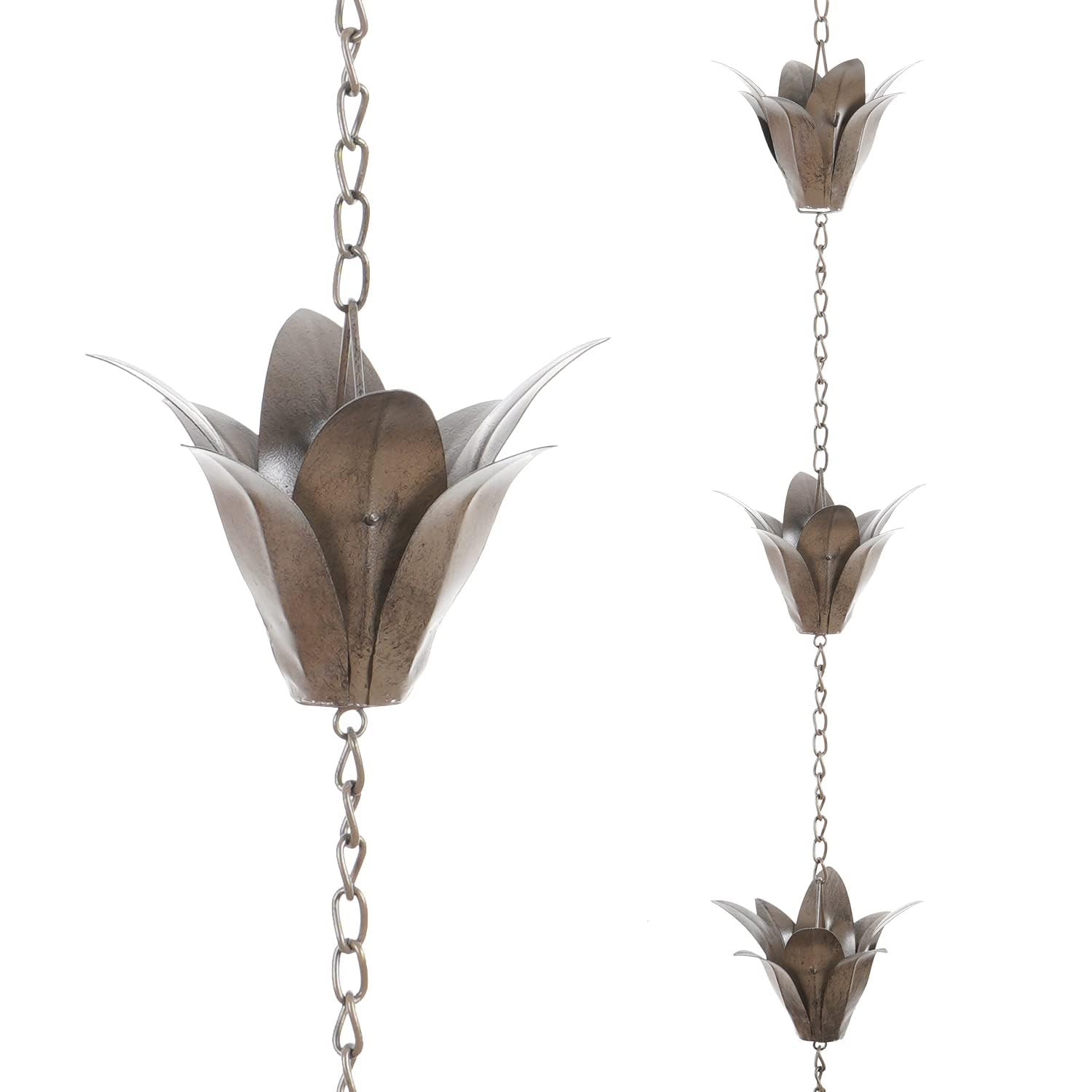 TZSSP 8.5 ft Rain Chain for Gutters - Flower Style & Weatherproof Rain Chain Adapter, Easy Installation