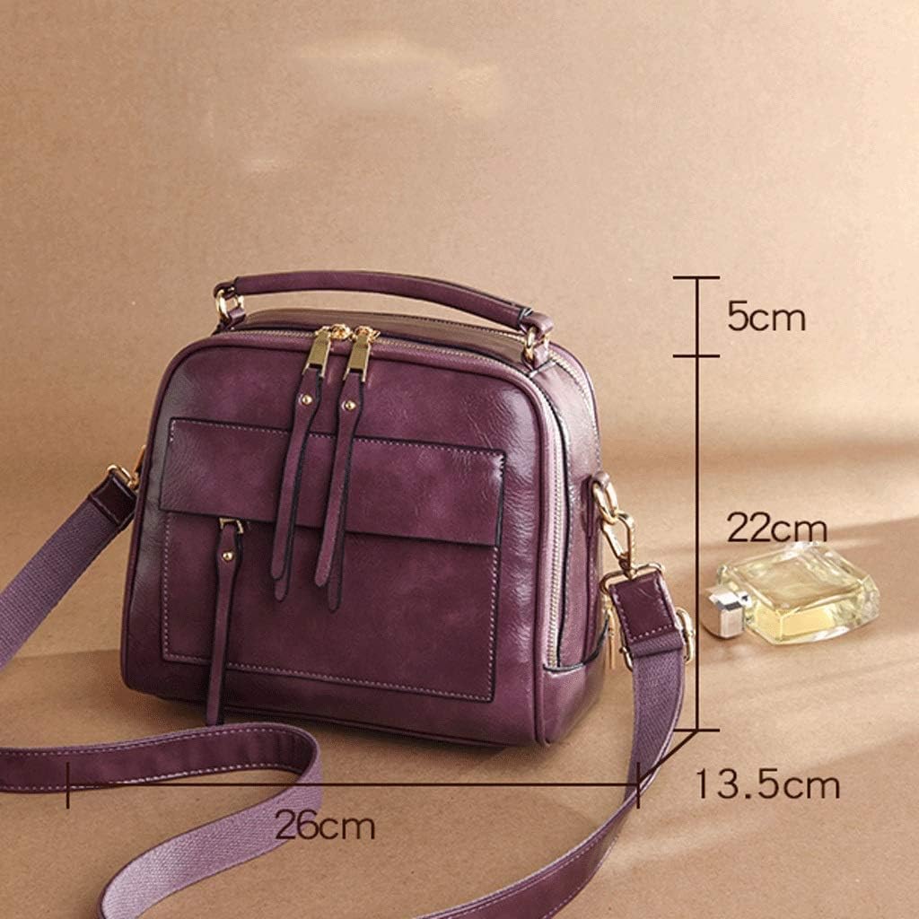 Wild Oil Wax Handbag-exquisite Bag Ladies Handbag Fashion Shoulder Messenger Temperament Wallet Multi-pocket Capacity