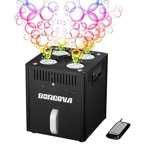 Stage Bubble Machine with Lights, DMX Control, Wireless Remote -
