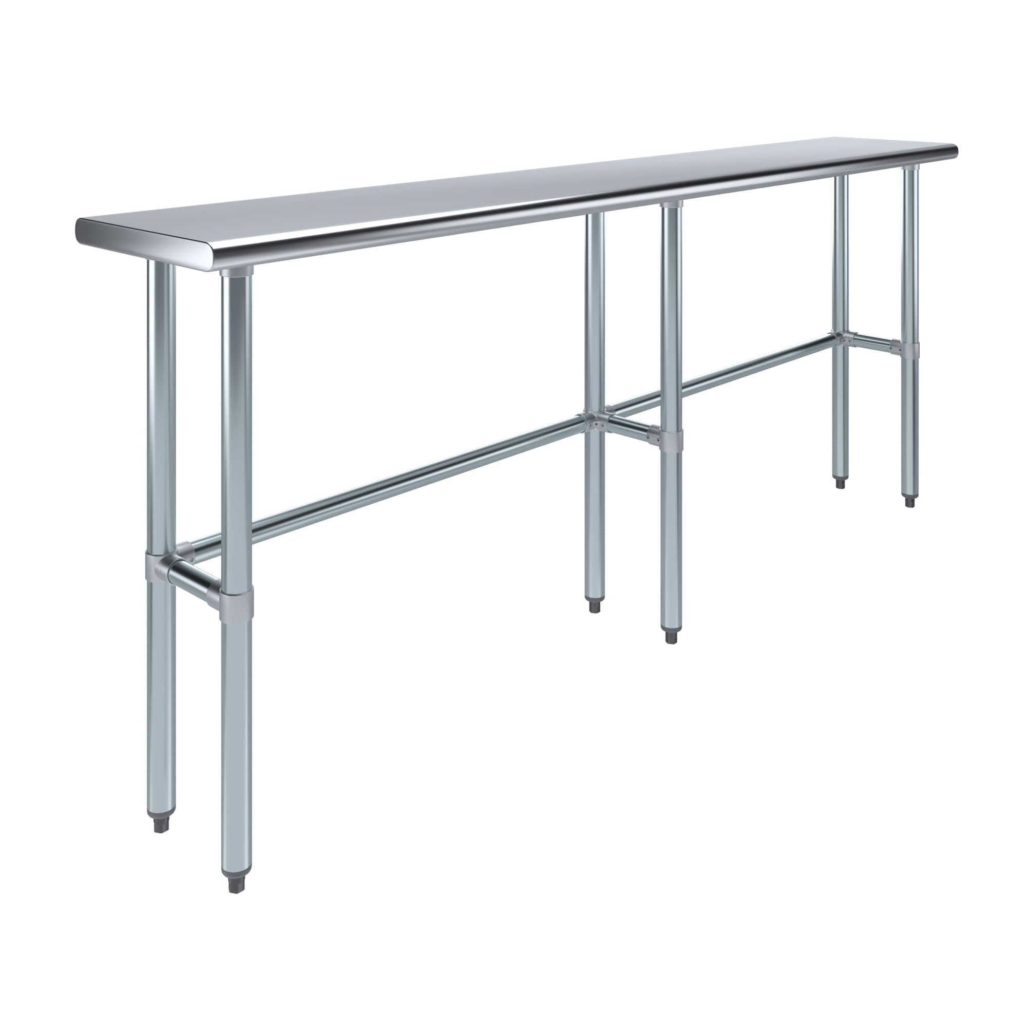 AmGood Stainless Steel Work Table Open Base | Metal Work Bench (Stainless Steel Table Open Base, 84" Long x 14" Deep)