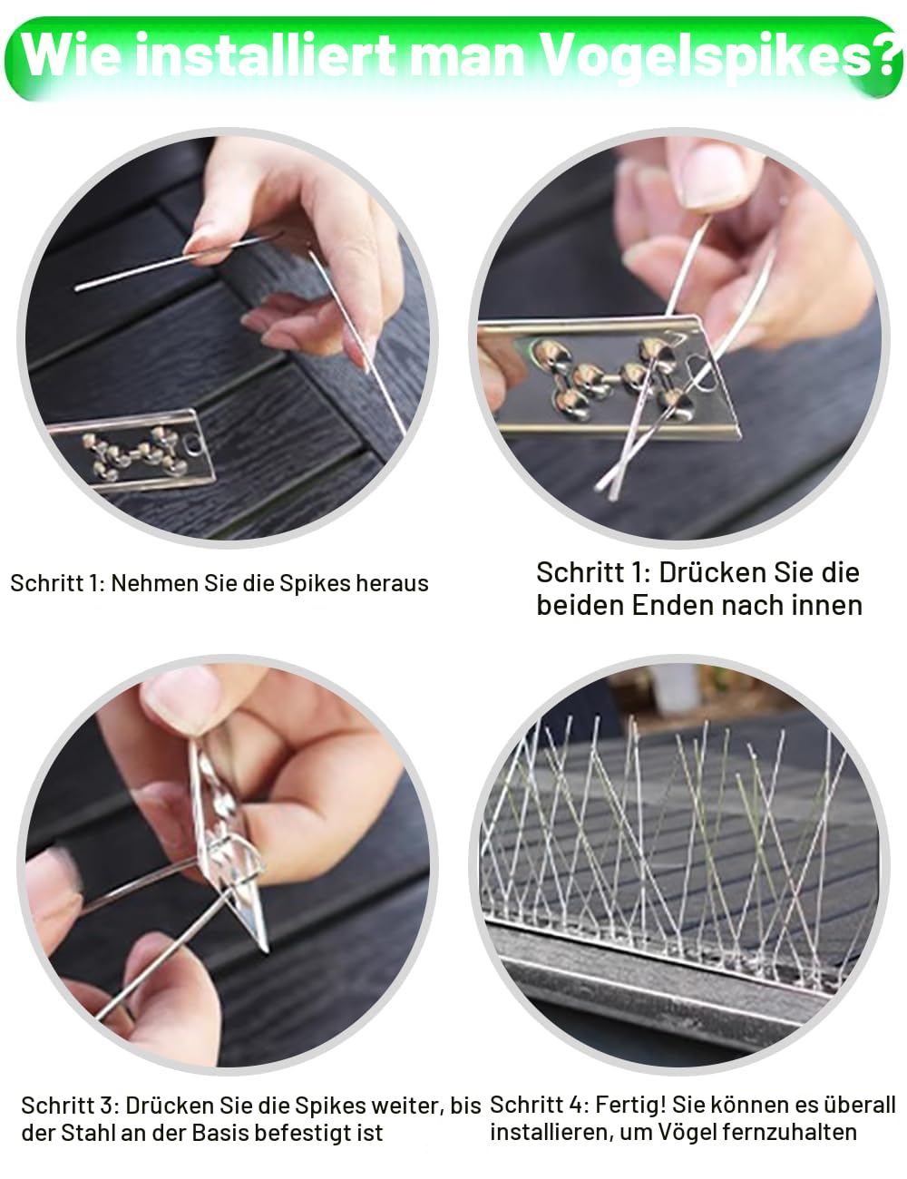 wohohoho Taubenabwehr Spikes Edelstahl Vogelabwehr, Vogelabwehr Spike (5m /20 Stück) Taubenspikes für Balkon Vogel abschreckung Abwehr Gegen tauben
