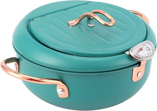 WBTY Olla con termómetro Sartén japonesa de acero inoxidable para cocina de inducción, color verde oscuro