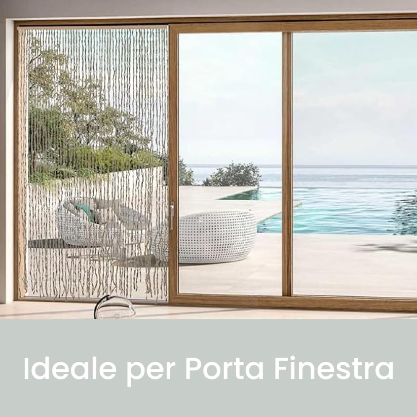 INTRECCI Tenda Antimosche per Porta Esterna, Zanzariera a Fili per Esterno 140x240 cm, per Porte e Finestre in Fibra Naturale, Protegge dagli Insetti, Garantisce Ventilazione