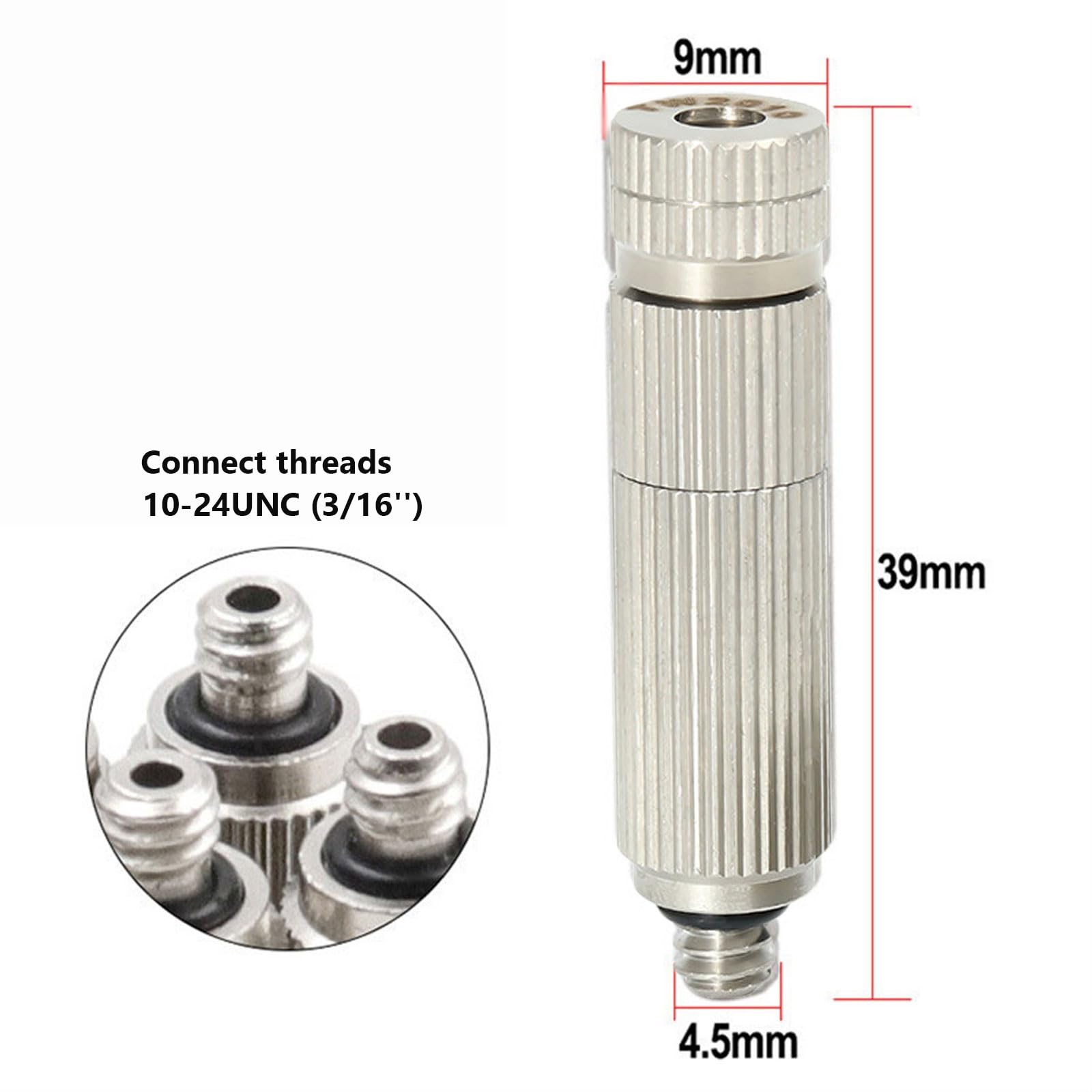 Buse de brumisation réglable en laiton, 100 pièces, en acier inoxydable 304, pour brumisation haute pression, filtration, irrigation, refroidissement, humidification et élimination (orifice 0,3 mm).