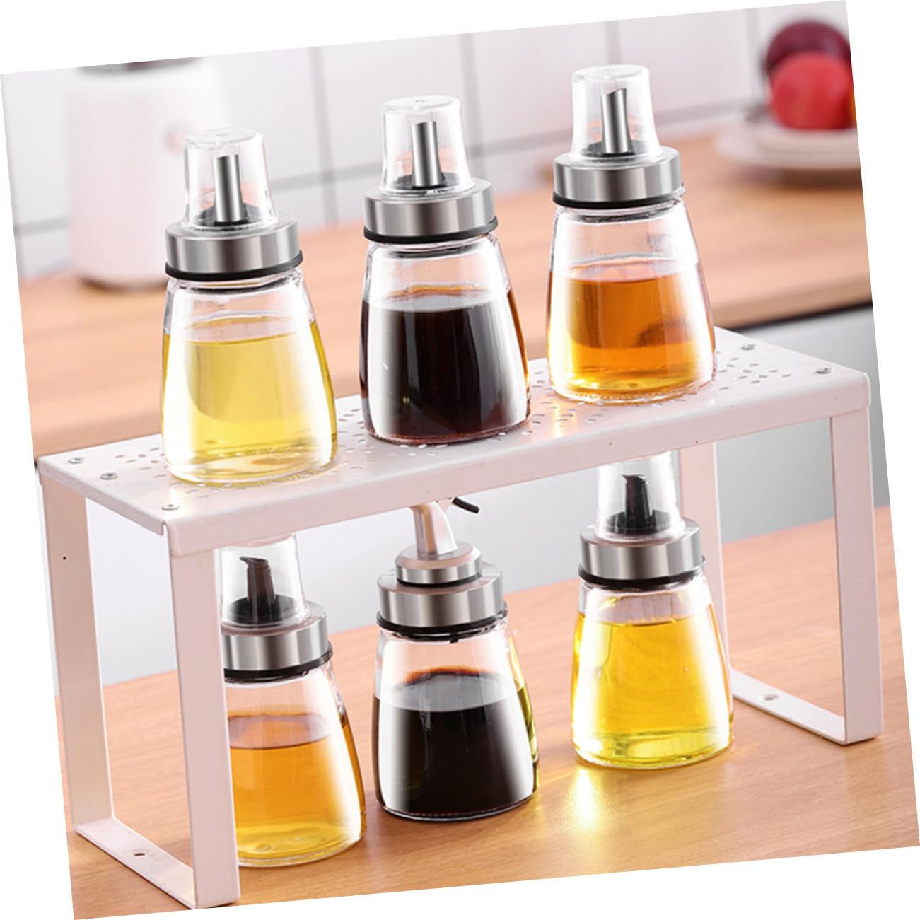 3stücke Haushalts-saucenflasche Essigflaschen aus Glas Flaschen für Flüssige Gewürze Küchenflaschen mit Transparentem Design Platz für Zwei Gewürze